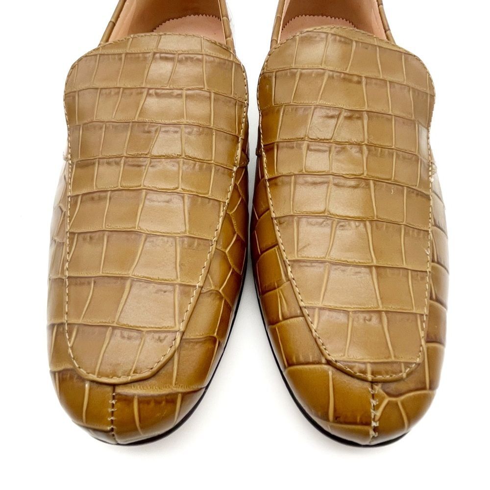 NEW J. Crew Cecile Croc Embossed Leather Slipper Loafer Tan Slip-On Size 7 NWOB - Picture 12 of 16